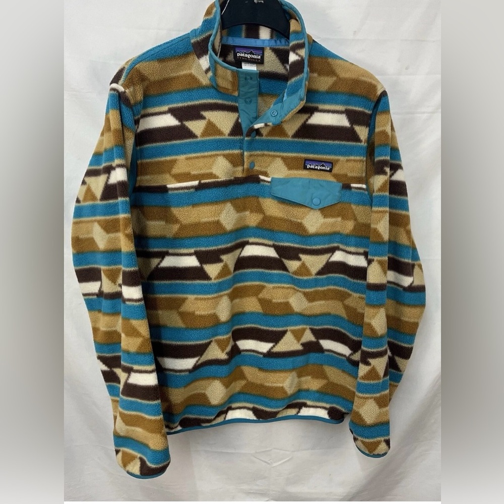 Patagonia Fleece Snap-T Pullover in Teal, Tan, Brown, White